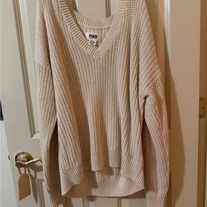 PINK Victoria's Secret Cream V-Neck Sweater